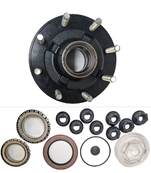 IN STORE PICK UP ONLY - (008-401-05-CAP-KIT) 15,000# Trailer Hub Replacement for D150 Dexter Axles 8 Lug x 275mm&nbsp; 22mm Studs, w/ Bearings, Lug Nuts, Oil Cap, and Seal