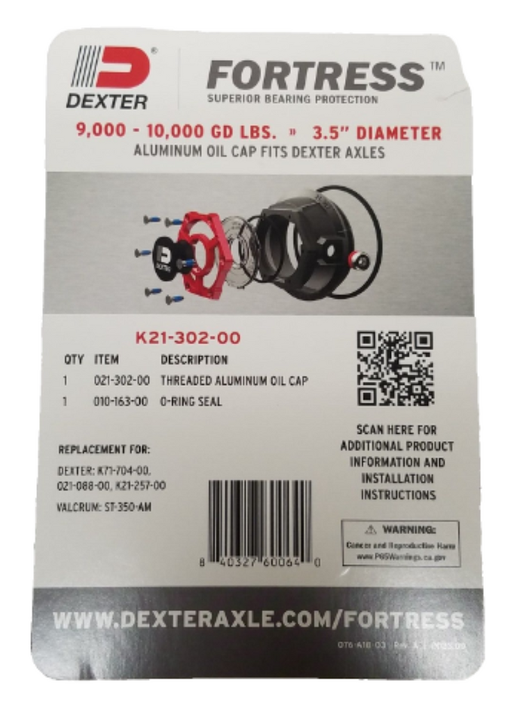 Dexter FORTRESS 3.5" Diameter Aluminum Oil Cap for 9-10,000lb axles (K21-302-00)