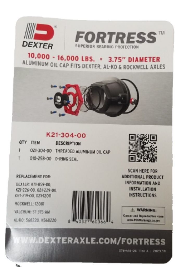 Dexter FORTRESS 3.75" Diameter Aluminum Oil Cap for 10,000-16,000 lb axles (K21-304-00)
