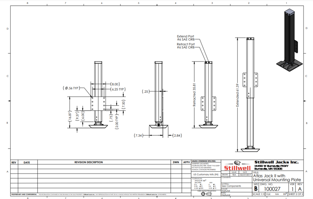 Stillwell 12k Atlas Hydraulic Jack w/Adjustable Mounting Bracket (SJ001B1DE)