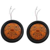 Two - 4" TecNiq Round LED Stop / Turn / Tail Lights - Amber / Amber (T40-AA0T-1-KIT-LOTOF2)