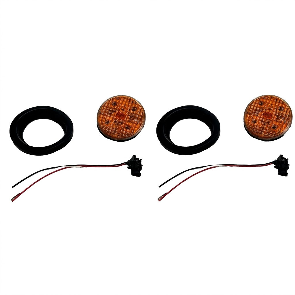 Two - 4" TecNiq Round LED Stop / Turn / Tail Lights - Amber / Amber (T40-AA0T-1-KIT-LOTOF2)