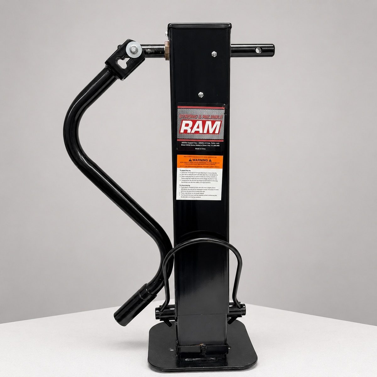 RAM 20K Dual Pin Spring Loaded Sidewind Drop Leg Trailer Jack with Handle - Dual Pin Foot Lever (TJDDP-20000SP-F)