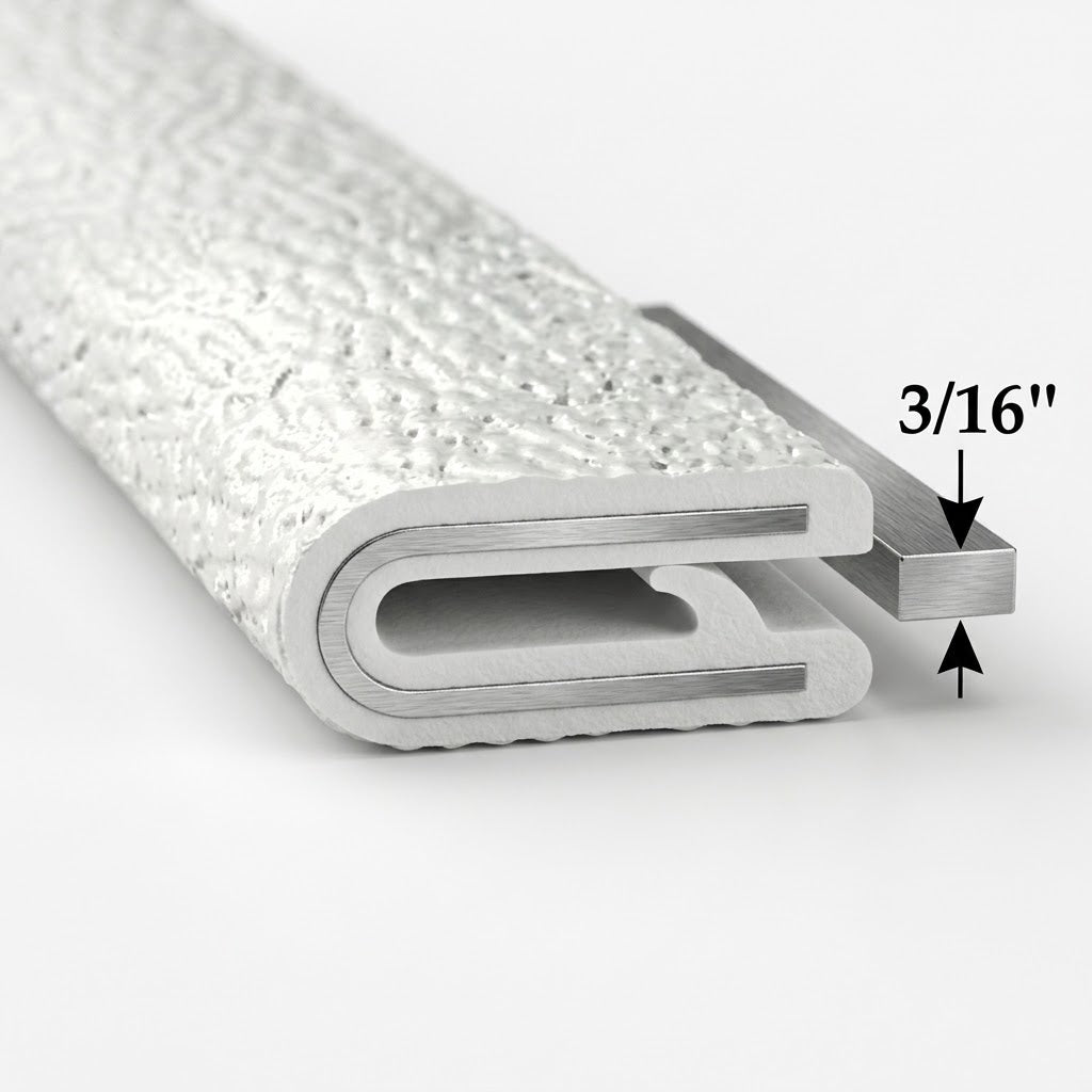 3/16" White Edge Trim Lok Camper Trailer RV Seal Lock Boat Vinyl by the foot (TS100W-3)