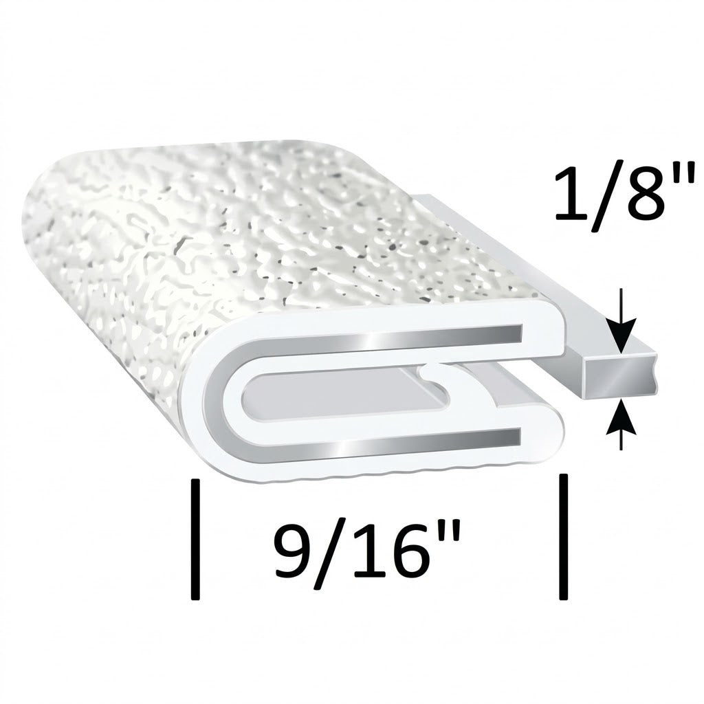 1 FT - 1/8" White Edge Trim Lock RV Camper Rubber Seal Lok (TS100W-8)