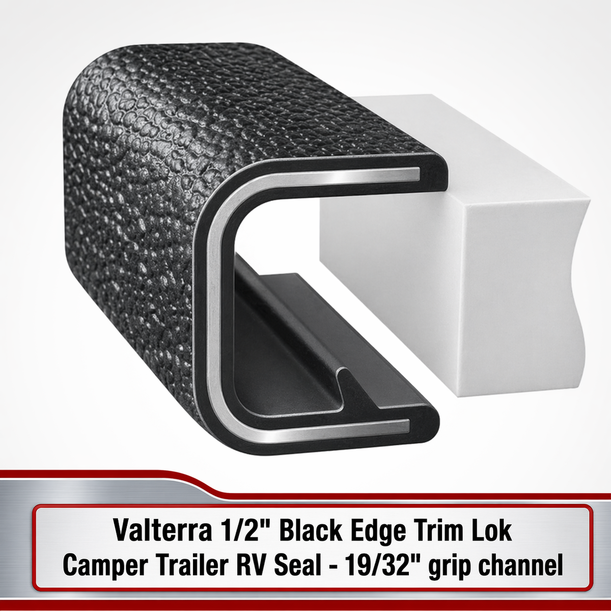 1 FT - 1/2" Black Vinyl Edge Trim Lok Camper Trailer RV Seal Lock (TS1375B-2)