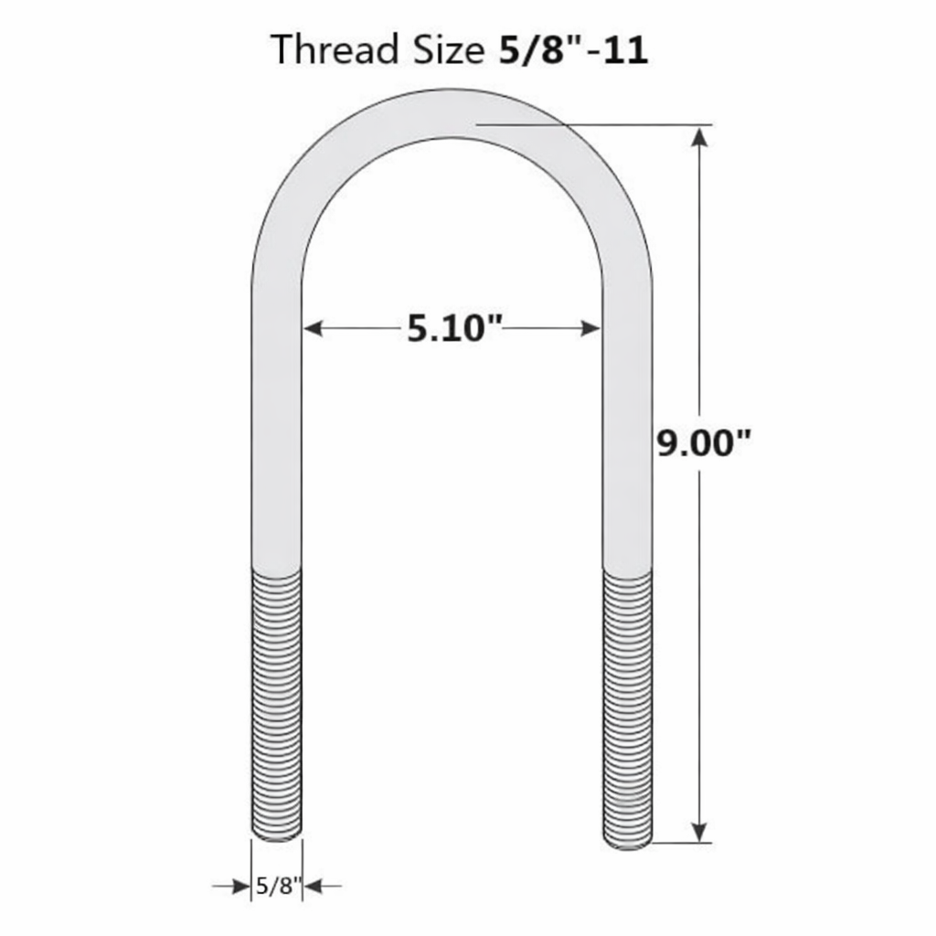 U-Bolt Kit for 10,000# General Duty Axles Trailer RV Camper One Side (UBK-10KGD-R)