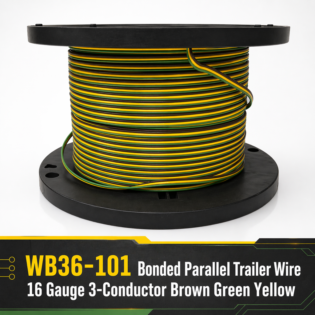 10 ft - Bonded Parallel Trailer Wire 16 Gauge 3-Conductor Brown Green Yellow (WB36-101)