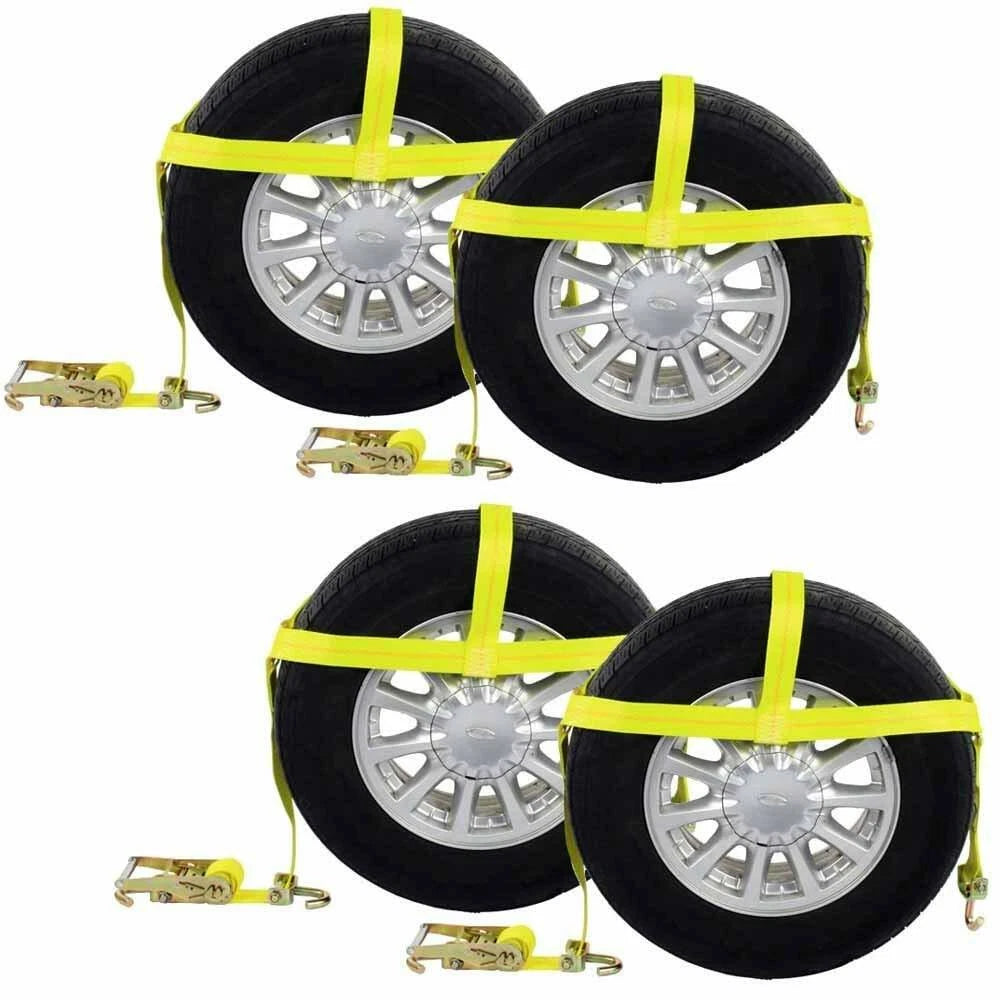4 Pack Car Tire Tie Down Ratchet Straps with Swivel Hooks Ratchets (WNTH24-4PK)