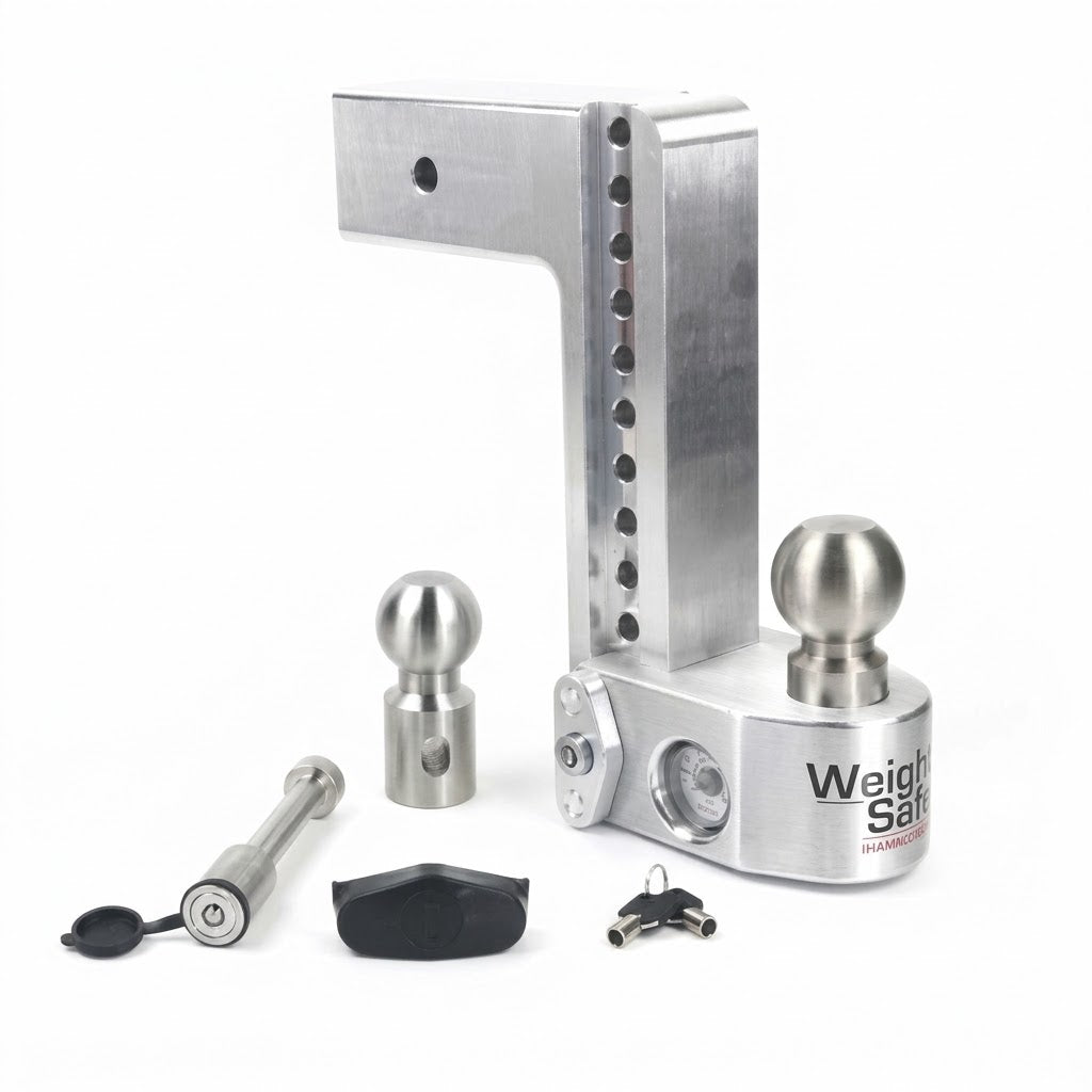 Weigh Safe 3" Locking Hitch & Ball Keyed Alike Mount 10" Drop 21k Rated (WS10-3-KA)
