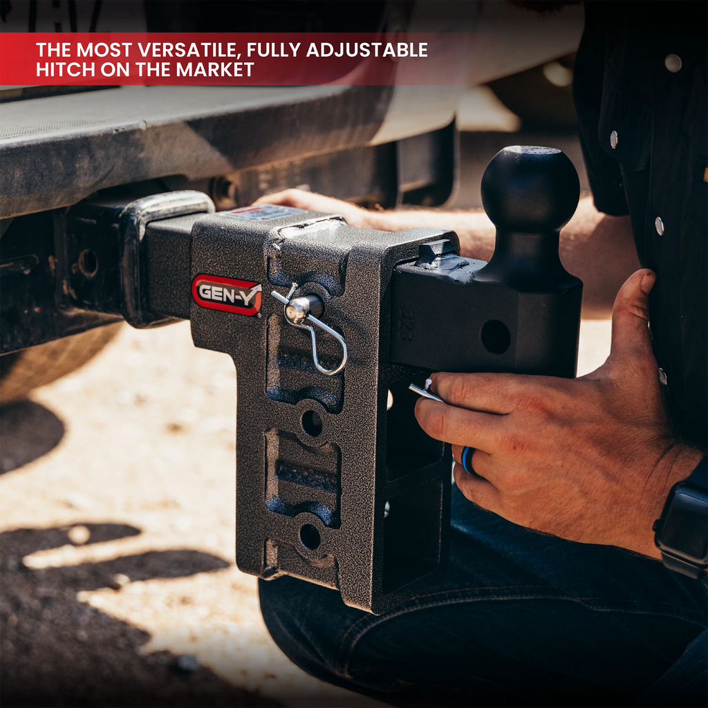 GEN-Y MEGA-DUTY 21K Adjustable Drop Hitch — 2.5" Receiver — 9" Drop — Dual Ball w/GH-061 Dual-Ball (GH-614)