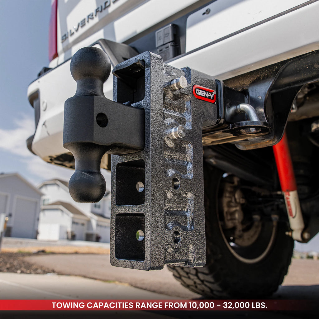 GEN-Y Adjustable 2-Ball Mount w/ Stacked Receivers - 2-1/2" Hitch - 6" Drop/Rise - 21K (GH-613)