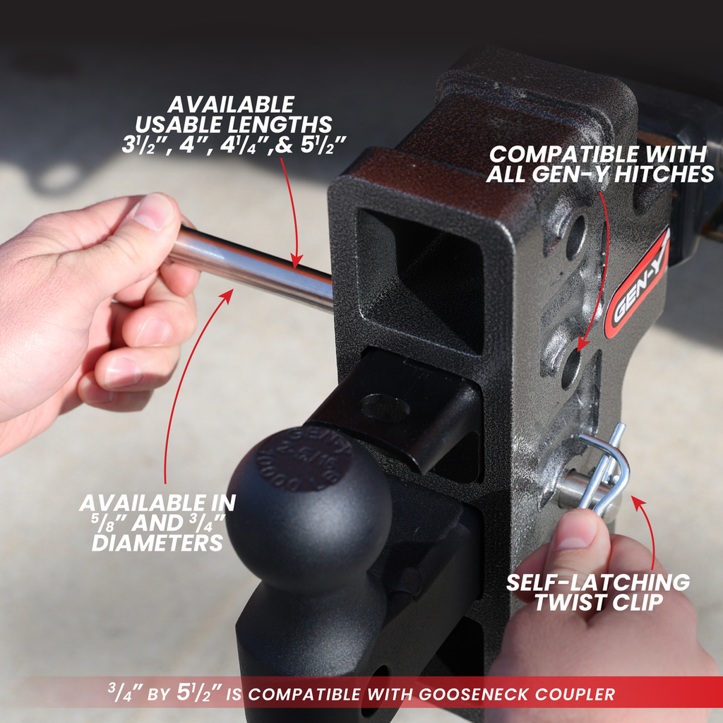 GEN-Y 5/8? Hitch Pin – 4? Usable Length - Fits all GEN-Y Hitch Mounts | Twist Clip (GH-099)