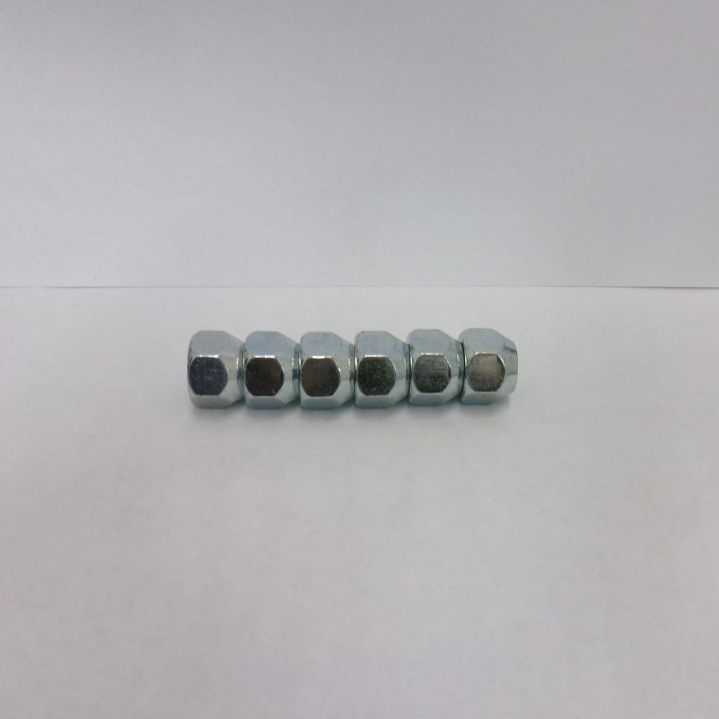 Six - 1/2" Hex Wheel Lug Nuts — 60° Coned Seat, 1/2"- 20 Thread, 13/16" Hex (X1023R-LOTOF6)
