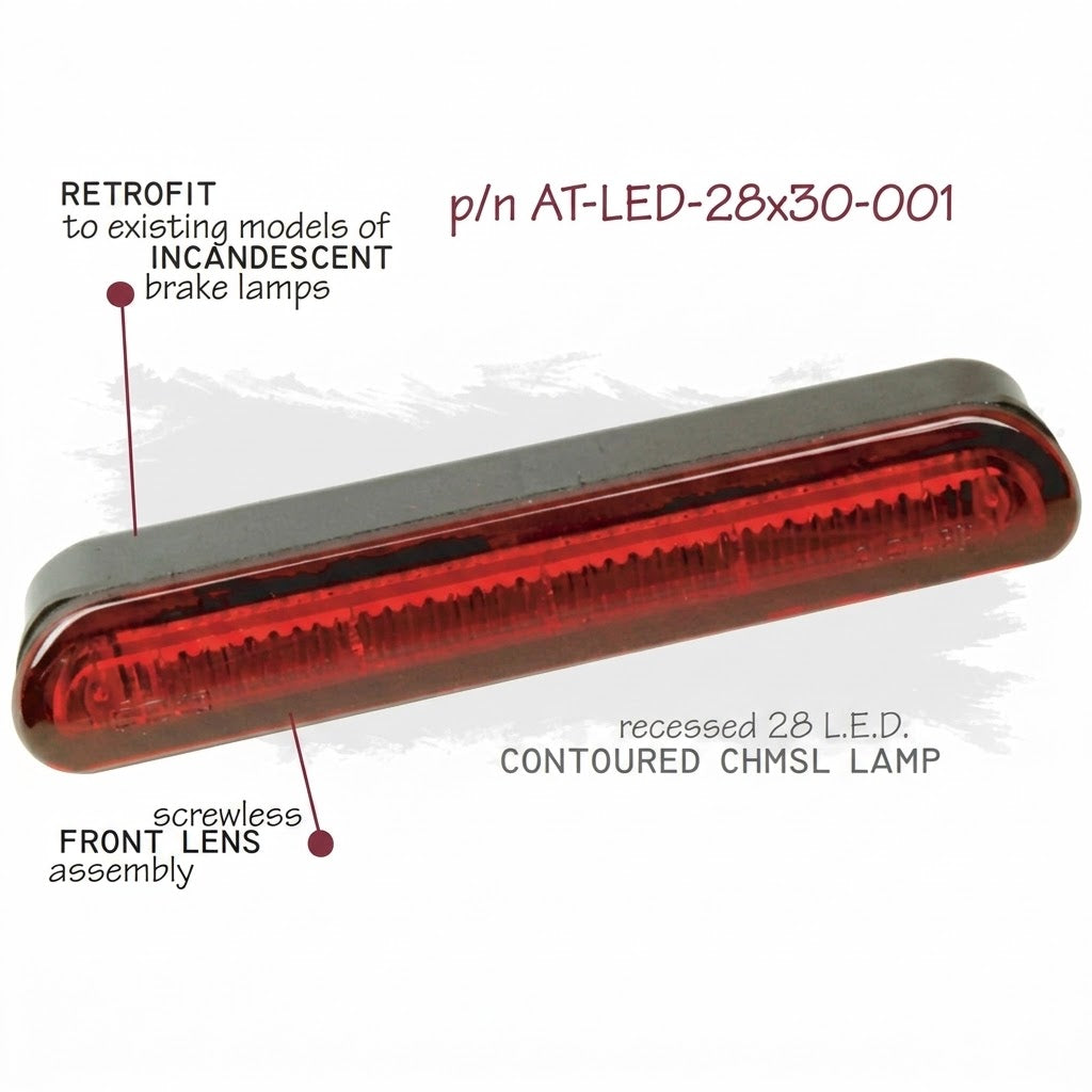 Red LED Truck Cap Topper 3rd Brake Light RV Camper Winnebago 10" long ATC (AT-LED 28X30-01)