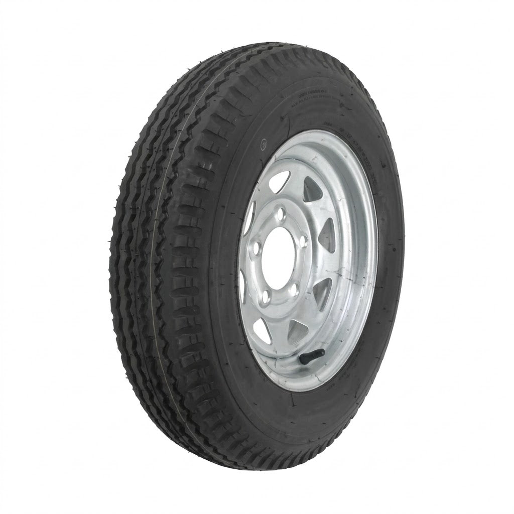 5.30-12 Load Range D Trailer Tire & Wheel Assembly – 5 on 4.5 – Silver Mod