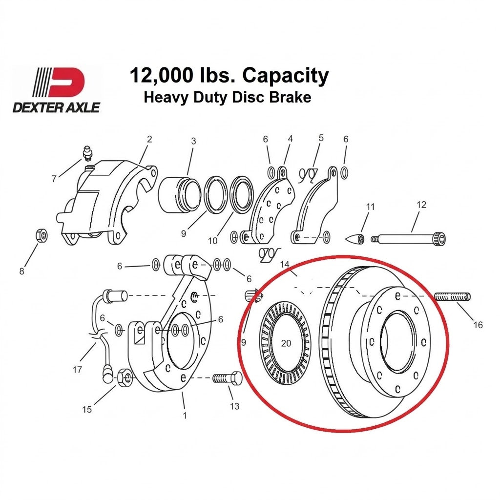 USA Genuine Dexter 11" Rotor for Trailer Axle Disc Brakes 10K & 12K 8x6-1/2" (070-006-02)