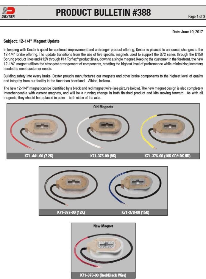 Brake Magnet Replaces Dexter K71-378-00 Magnet fits all 12-1/4" Brakes after 1992 Plus Most 9000 lb axles (77M-1210)