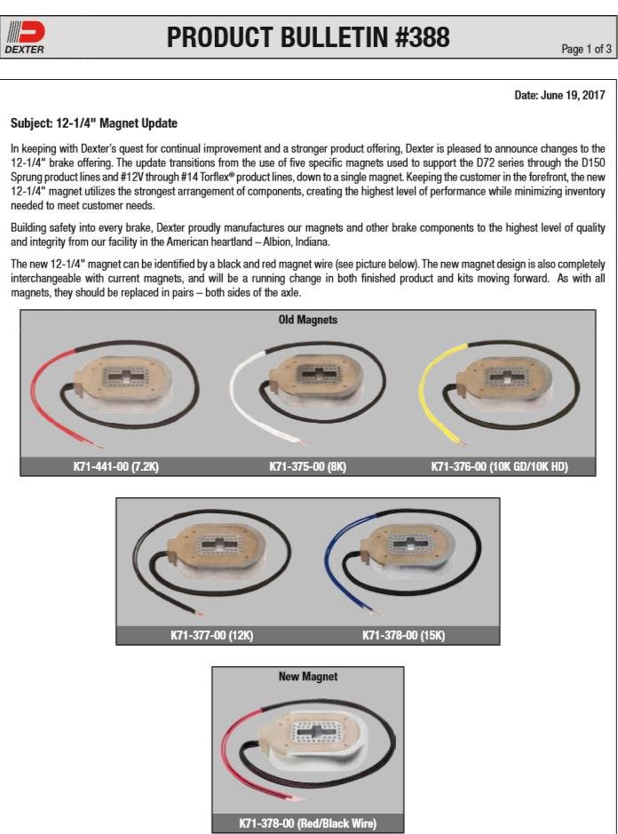 Brake Magnet Replaces Dexter K71-378-00 Magnet fits all 12-1/4" Brakes after 1992 Plus Most 8000 lb axles  (77M-1210)