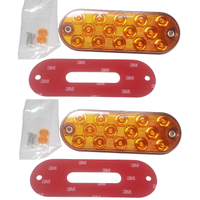 Two - Maxxima Low Profile AMBER LED 6" Oval Turn Tail Light Truck w/ Two Mounting Tape (M63350Y + M63350-TAPE-LOTOF2)