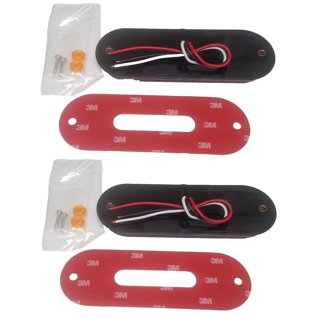 Two - Maxxima Low Profile AMBER LED 6" Oval Turn Tail Light Truck w/ Two Mounting Tape (M63350Y + M63350-TAPE-LOTOF2)