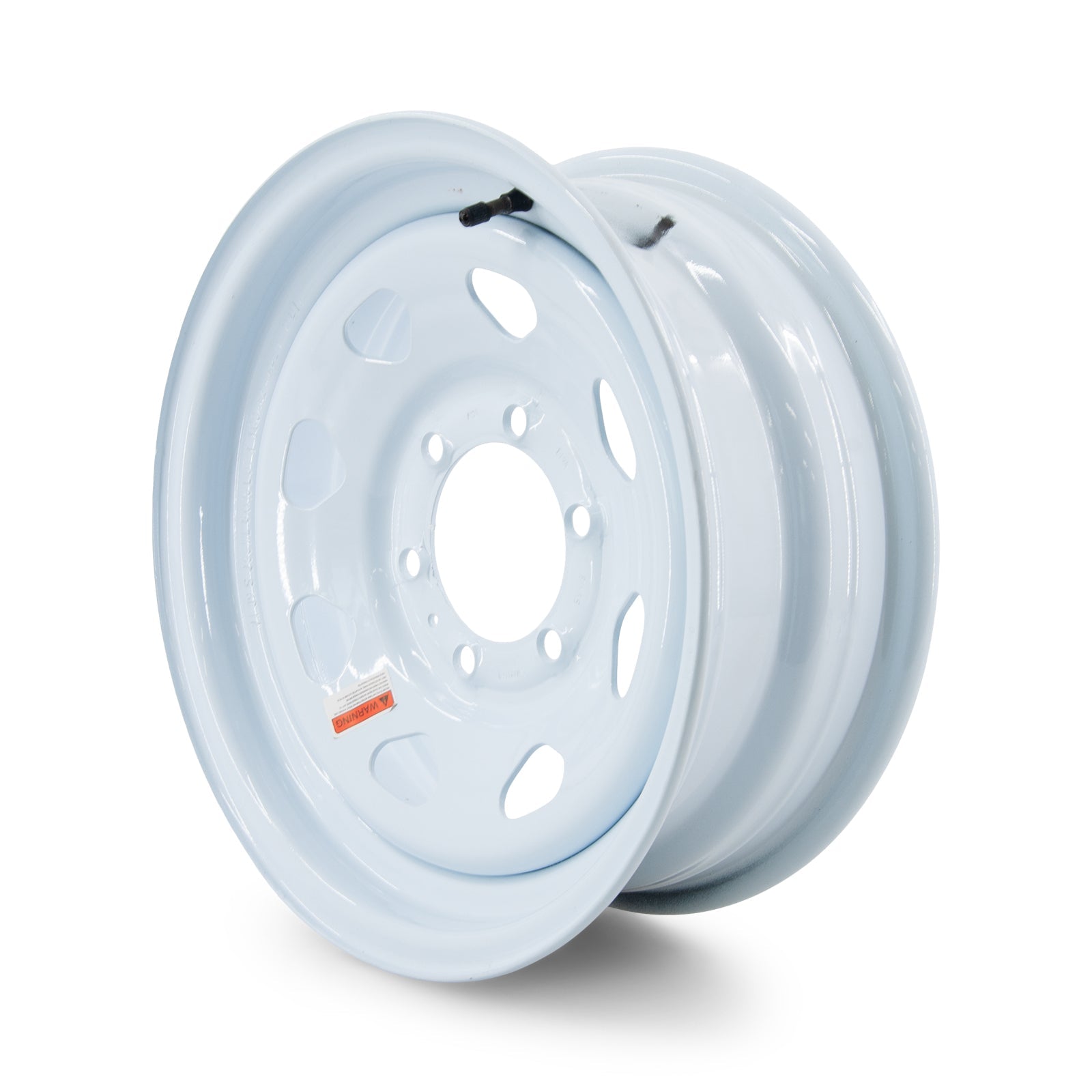 Need a Trailer Part 16x6 white wagon trailer wheel with 6-lug configuration and 3,050 lb load capacity