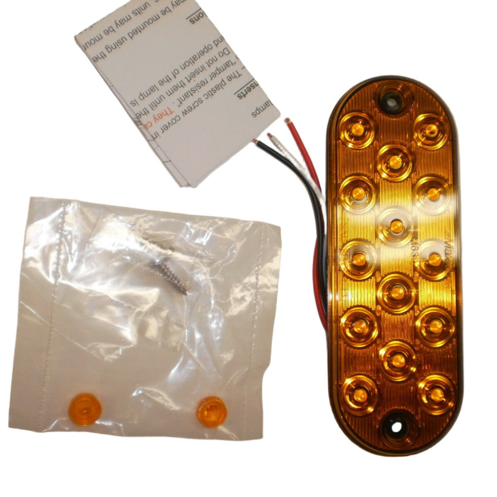 Two - Maxxima Low Profile AMBER LED 6" Oval Turn Tail Light Truck w/ Two Mounting Tape (M63350Y + M63350-TAPE-LOTOF2)