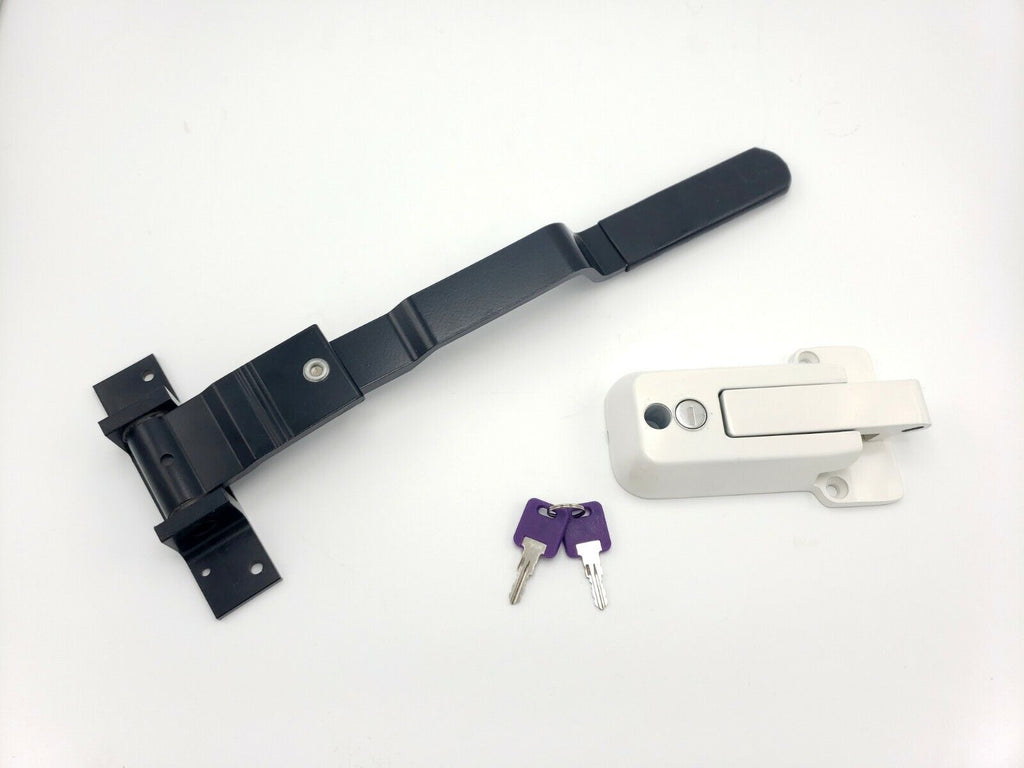 Black Swivel Cam Bar Trailer Latch Handle Door Cambar Cargo W/ White Lock (SCB-B4-WHT)