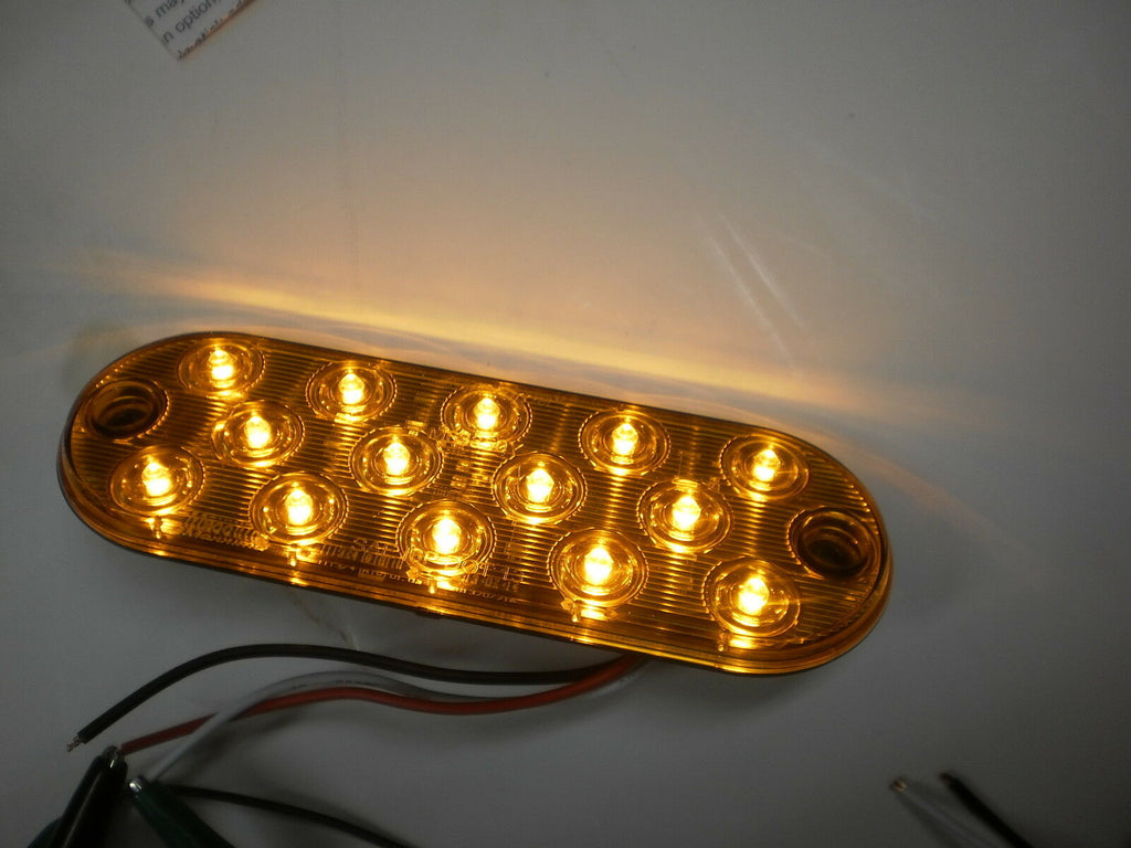 2-Maxxima Low Profile AMBER LED 6" Oval Turn Tail Light Truck w/ Mounting Tape (M63350Y + M63350-TAPE-LOTOF2)