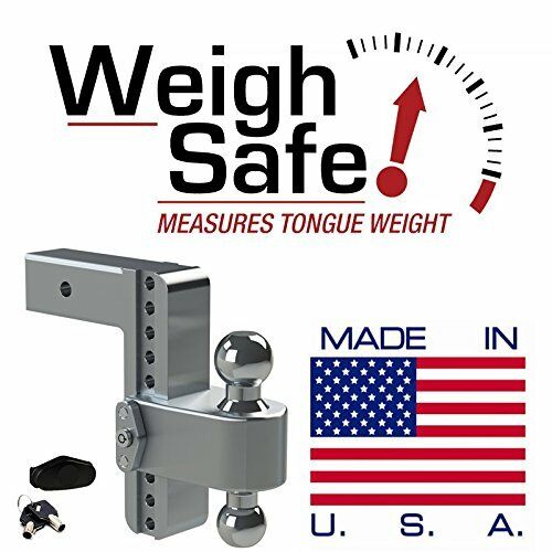 Weigh Safe Aluminum 180 Ball Mount fit 3" Receiver 8" Drop 9" Rise 21k Rated (LTB8-3-KA)