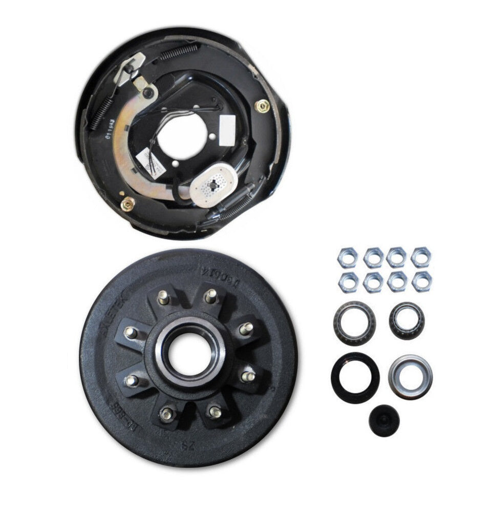 Left Side 8 Lug Drum + 12x 2 Brakes Trailer 8x6.5 6000 7000 Electric Shoes 9/16 (568183-IMP-L)