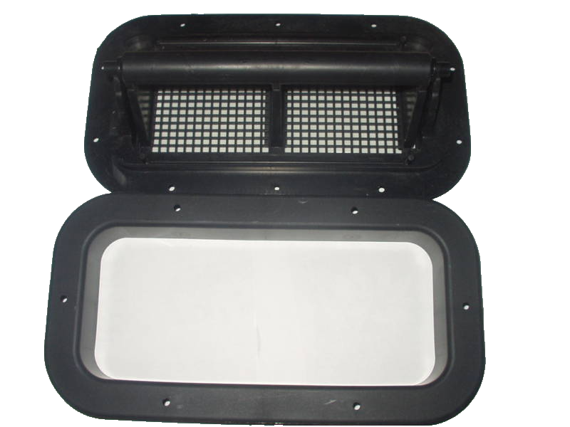 Two Way Vent with Black Plastic Trim Grommet Trailer Camper RV Horse Trailer (2WV-B + TR-1.5-B)