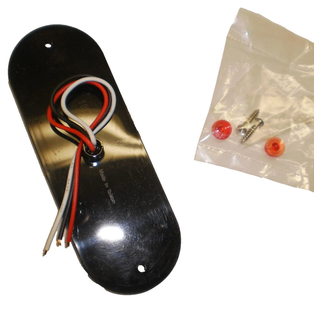 Two - Maxxima Red 6" Oval Low Profile LED Stop Tail Brake Lights with Two Grommets (M63350R + M50607-LOTOF2)