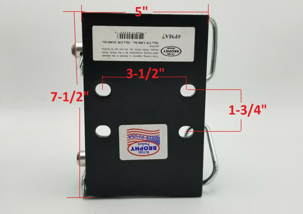 7" Adjustable Pintle Mount Plate USA MADE 10,000 Rating Trailer Truck RV Camper (PMA7)