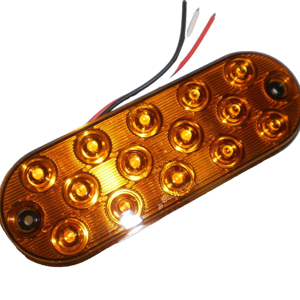 Two - Maxxima Low Profile AMBER LED 6" Oval Turn Tail Light Truck w/ Two Mounting Tape (M63350Y + M63350-TAPE-LOTOF2)