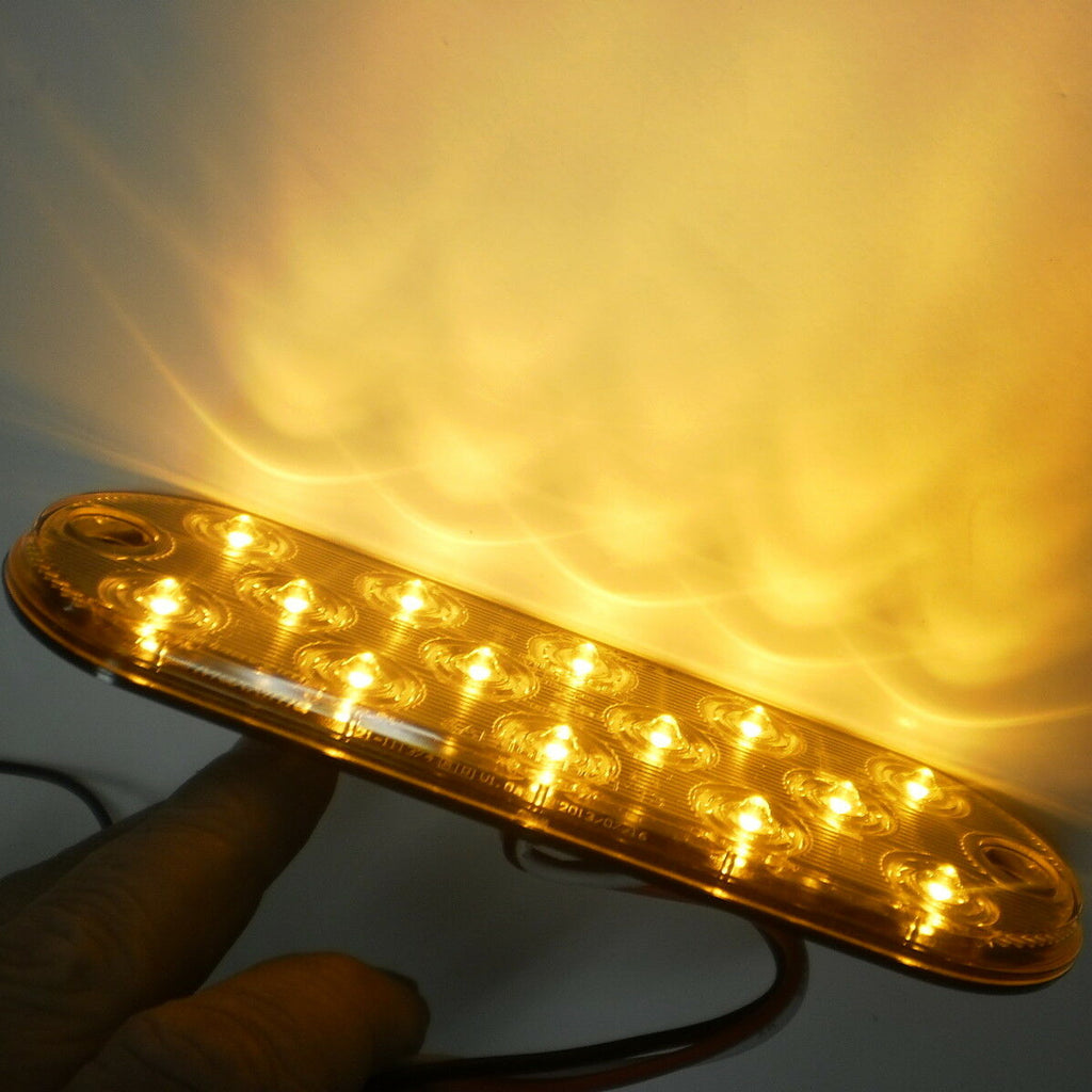 Two - Maxxima Low Profile AMBER LED 6" Oval Turn Tail Light Truck w/ Two Mounting Tape (M63350Y + M63350-TAPE-LOTOF2)