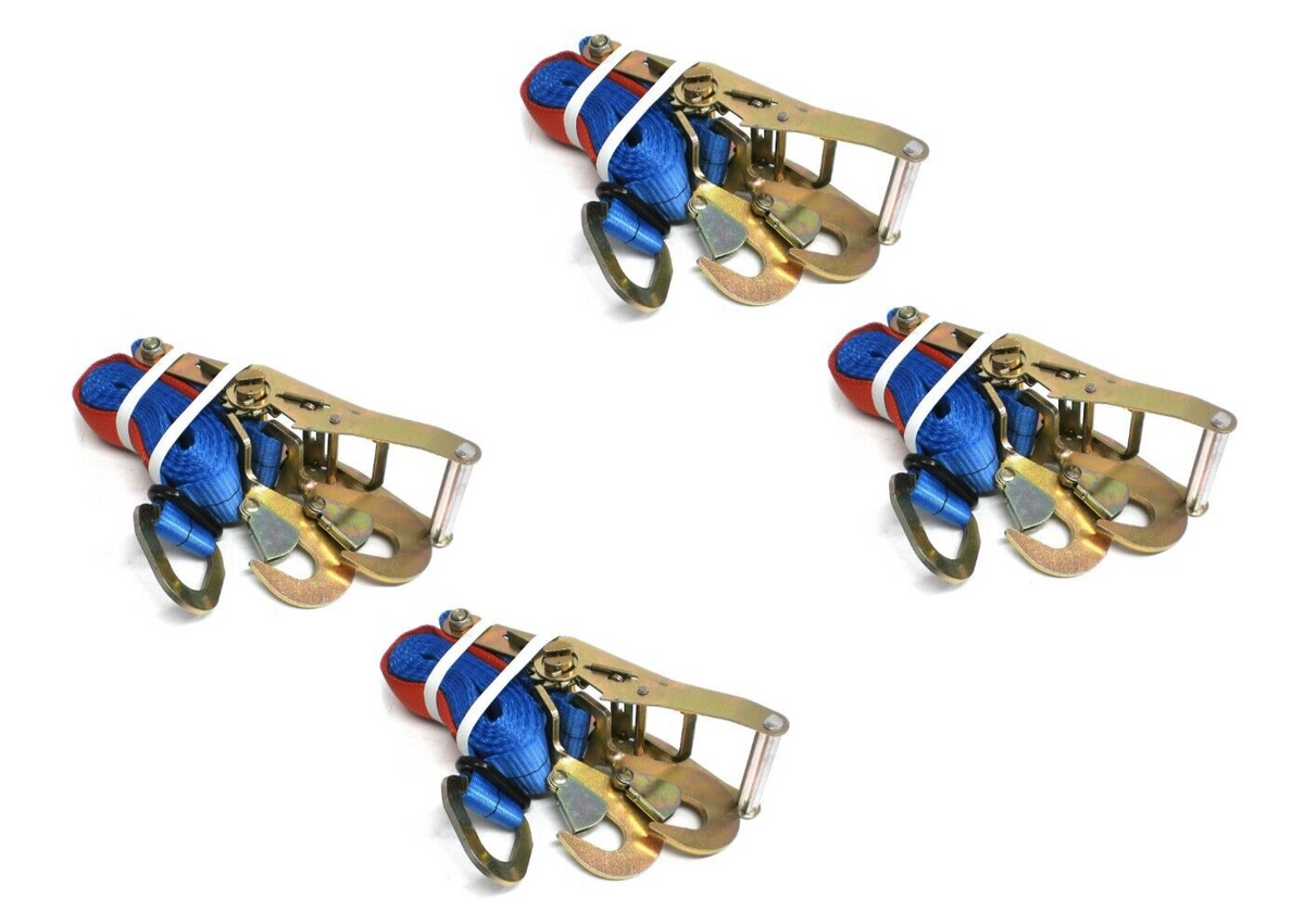 Set of 4 Car Tie Down Ratchet Axle Straps 10 Trailer RV (TSCR-LOTOF4)