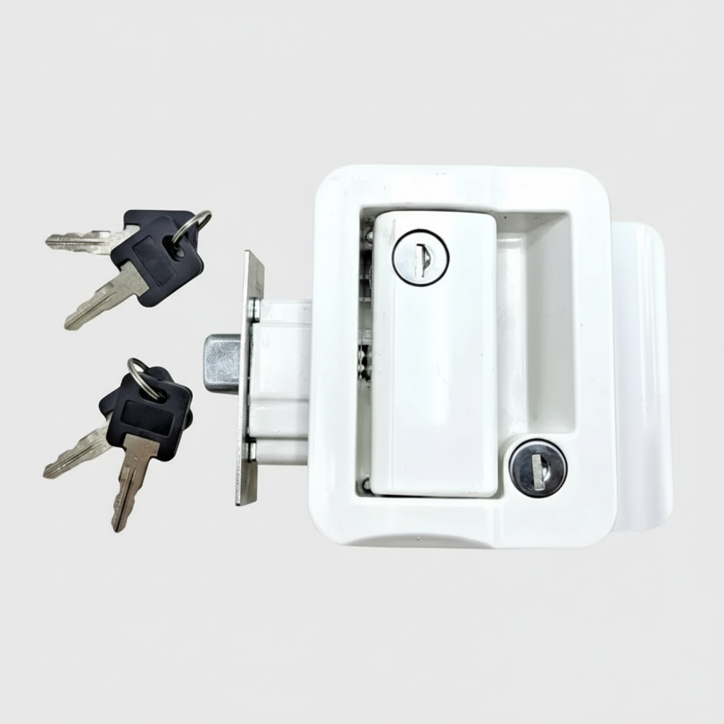 Jammy Cargo Trailer Door Lock w/4 Matching Keys, White (TDL01W)