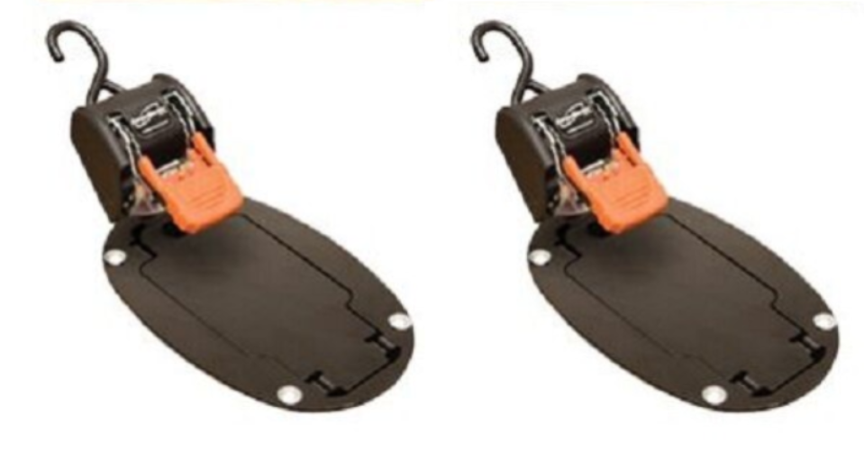 2- Lock & Load Cargo Buckle Motorcycle Ratchet Strap Tie Down hook W FLOOR WELL (BK-200-BUCKETS-LOTOF2)