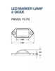 Kaper II 3-3/8" 2 Diode LED Clear Lens/Red Charger Jr. Marker Light with 2 Wires (L04-0038RI)