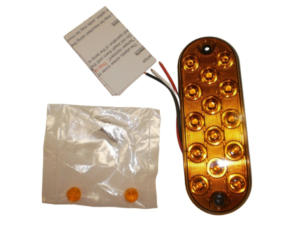 2-Maxxima Low Profile AMBER LED 6" Oval Turn Tail Light Truck Jeep w/ Grommets (M63350Y + M50607-LOTOF2)
