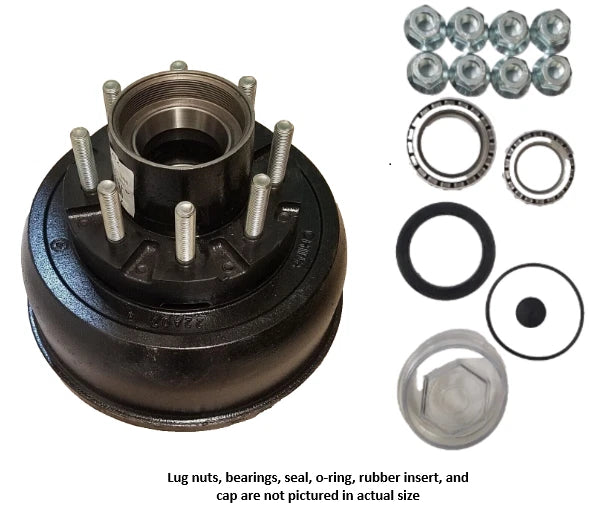 10k Short Lippert Hub/Drum Kit with Bearings, Seal, Lug Nuts, Seal, and Oil Cap (791399-KIT)