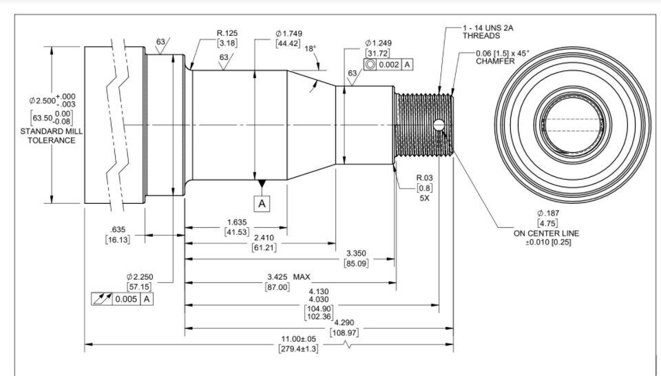 6000# Build Your Own Trailer Axle Stub w/6 x 5.5 Lug Hub FLANGED Round Spindle (STUB-42FZ-H655-RO)