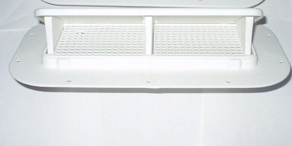 White Two Way Plastic Vent W/Trim Ring Trailer Camper RV Horse Trailer (2WV-W + TR-1.5-W)