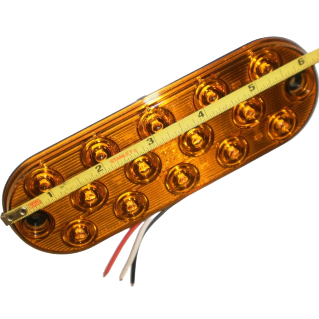 Two - Maxxima Low Profile AMBER LED 6" Oval Turn Tail Light Truck w/ Two Mounting Tape (M63350Y + M63350-TAPE-LOTOF2)