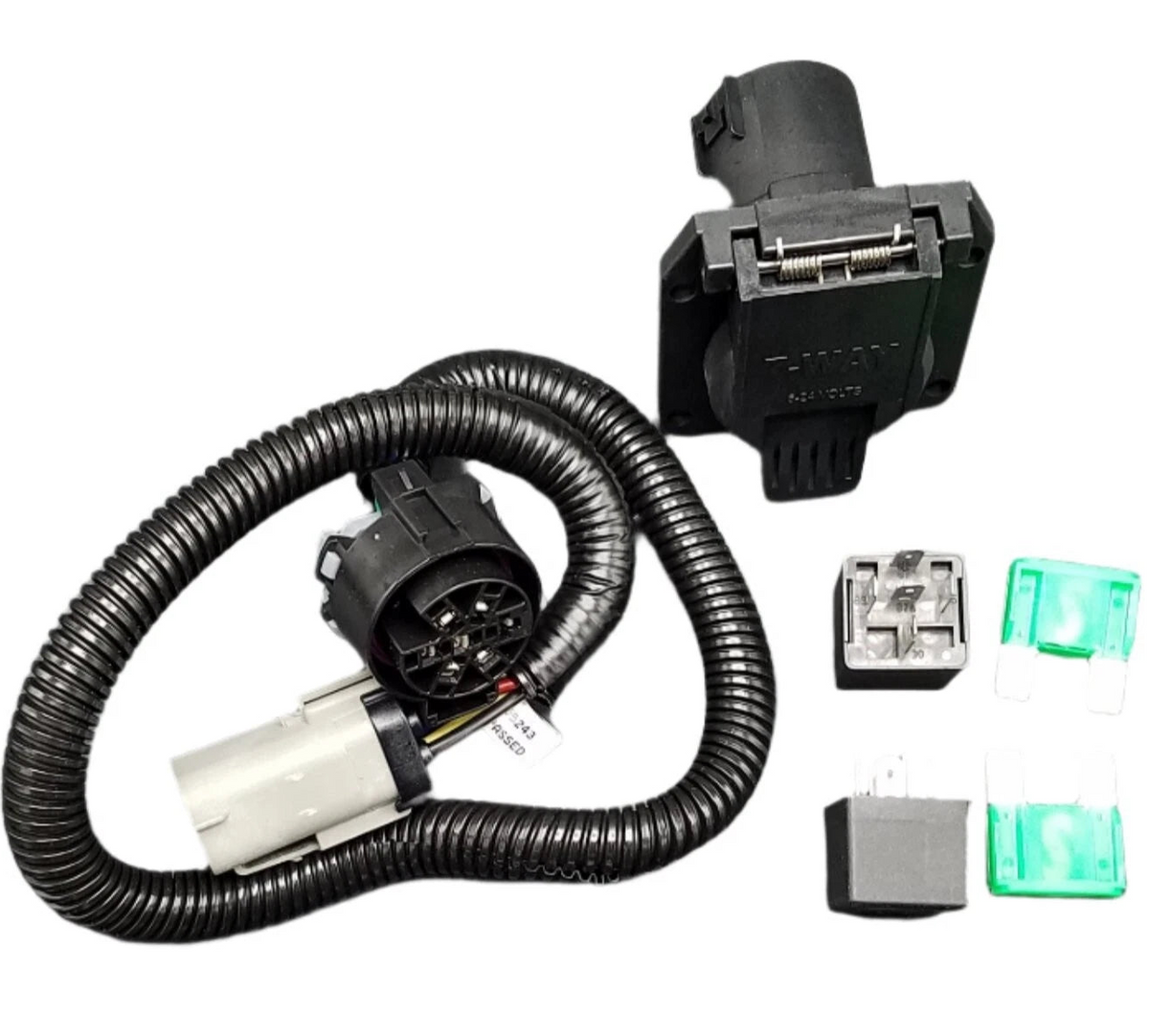 1999-2001 Ford Replacement OEM 7way Wiring Harness Rect. Connector 7 Way Plug & 2 Fuses and Relays (C55243)