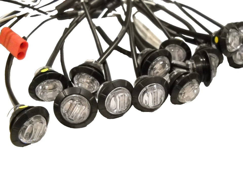 15-Pack 3/4" Red / Clear LED Bullet Marker Lights – 12V with grommets (M09300RCL-15)