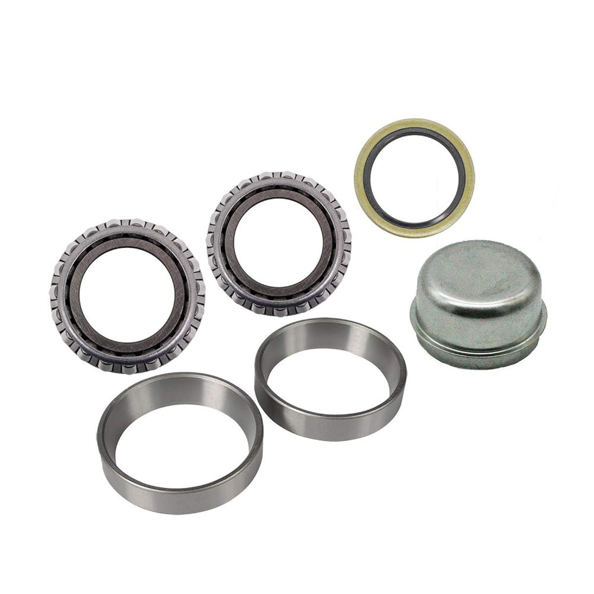 2K Trailer Bearing Repair Kit for 1-1/16 Inch Straight Spindles - Includes steel Cap