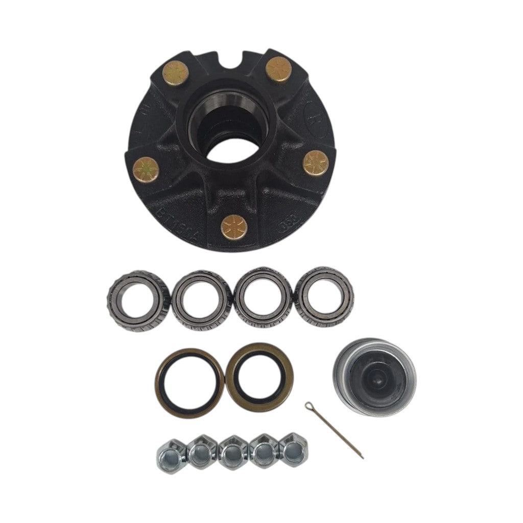 Reliable BT150A SHORT Trailer Axle Idler Hub W/Bearings Boat 5 lug Axel (BT150A-KIT)