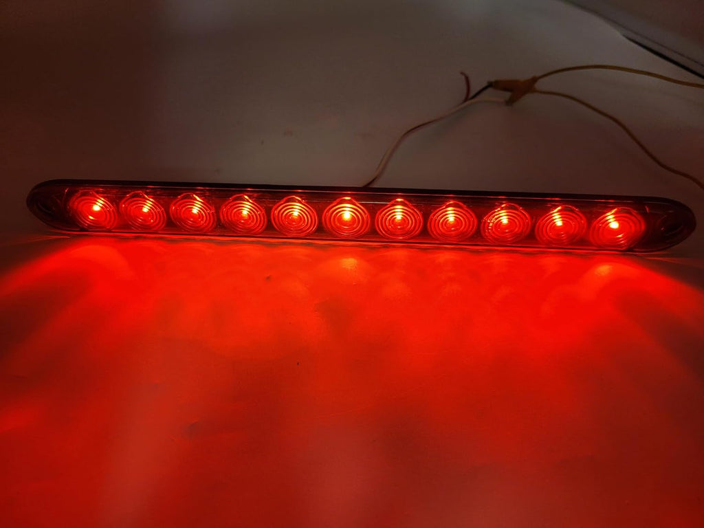 (T10-RT00-1) 15" Low Profile Red Light Tint Smoked Len LED Stop Turn Tail RV Trailer Truck